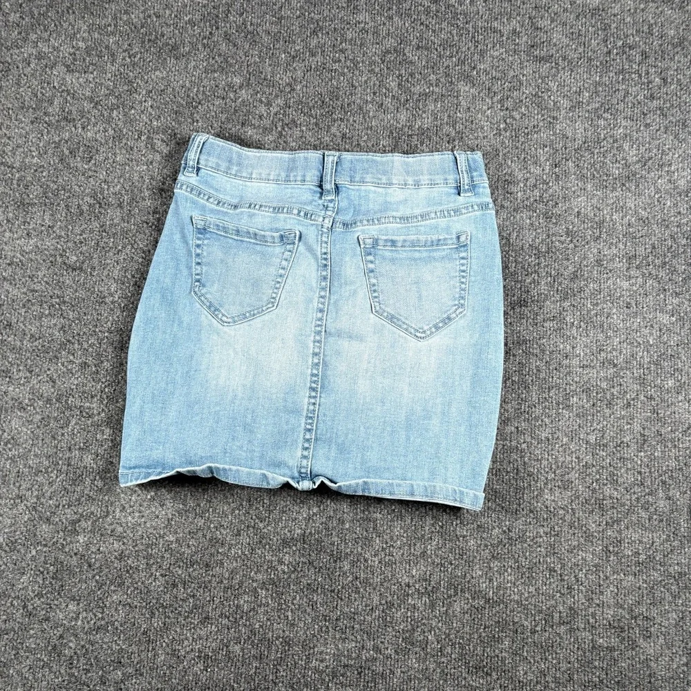 Thereabouts Mini Skirt Womens 12‎ Blue Denim Cotton Stretch Light Wash Outdoor